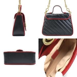 Gucci Bag GG Marmont Black Shoulder Leather Red